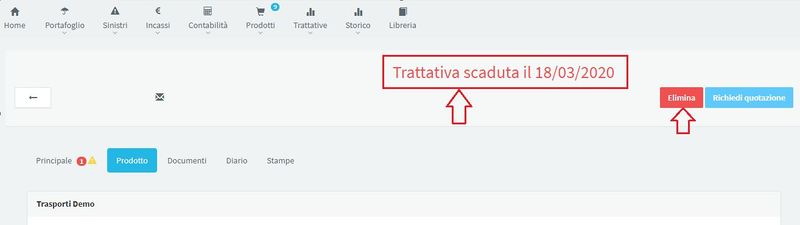Dettaglio della trattativa scaduta
